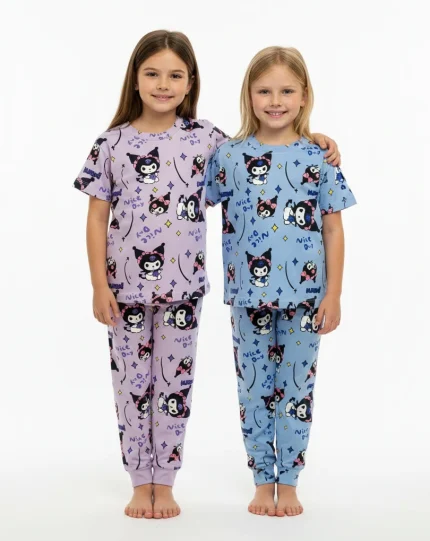 ست تی‌شرت آستین کوتاه و شلوار راحتی دخترانه مدل کرومی