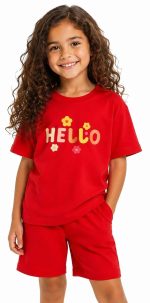 ست تی‌شرت شلوارک دخترانه مدل HELLO