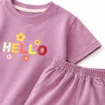 ست تی‌شرت شلوارک دخترانه مدل HELLO - Image 6