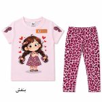 ست تی‌شرت آستین کوتاه و شلوار دخترانه مدل پلنگی - Image 12