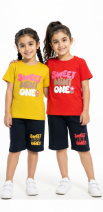 ست تیشرت و شلوارک دخترانه مدل sweet